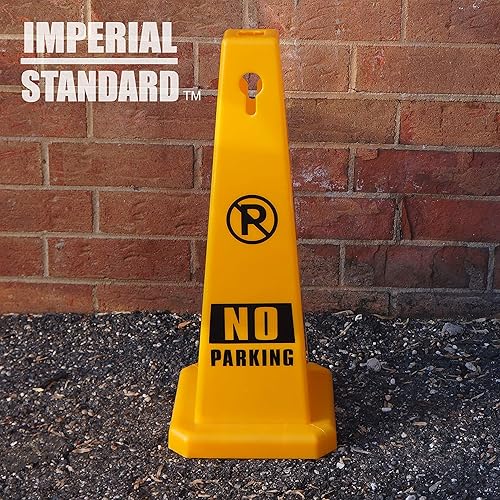 No Parking Cones - 28' Yellow Cones with No Parking Signs - Parking Cones - Safety Cones - Construction Cones - Street Cones (2 pack) - Poueer