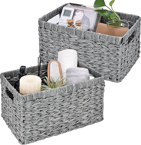 GRANNY SAYS Bundle of 2-Pack Wicker Baskets & 2-Pack Wicker Shelf Baskets - Poueer