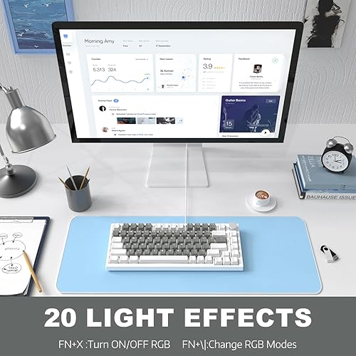 ATTACK SHARK X820ULTRA Wireless Gaming Mechanical Keyboard with TFT Smart Display&Knob,Side Printed PBT,Gasket Mounted 75% TKL Keyboard,BT5.0/2.4GHz/USB-C,RGB Backlit（White Contour,Shark Switch - Poueer