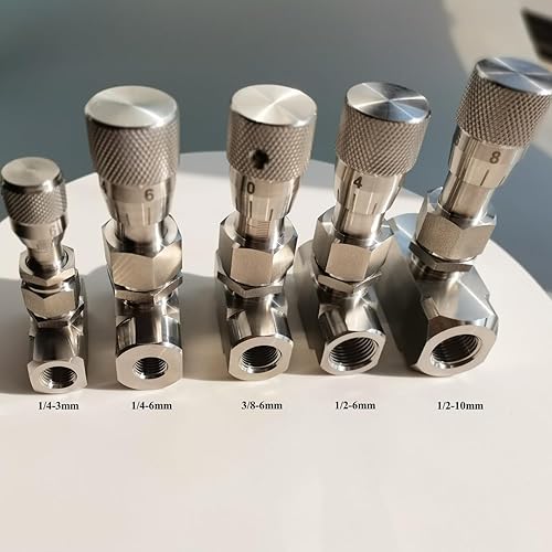 Needle valve 1/2' NPT, 10mm orifice, Micro flow control valve, Accurate dials, stainless steel, Regulating Valve, Instrument Gauge - Poueer