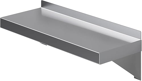 AmGood 6 in. x 16 in. Stainless Steel Wall Shelf with Squared Edge | NSF Certified | Appliance & Equipment Metal Shelving | Kitchen, Restaurant, Garage, Laundry, Utility Room - Poueer