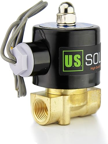 U.S. Solid 3/8' Electric Solenoid Valve 12-VDC, VITON Gasket, Air, Gas, Fuel Normally Closed - Poueer
