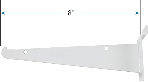 8 inch White Shelf Bracket for Slatwall - Pack of 10 - Poueer