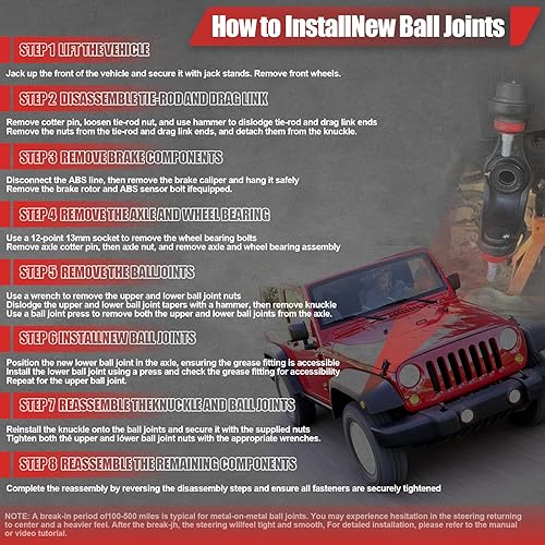 Heavy Duty Replacement Ball Joints Compatible with Jeep TJ/XJ/YJ/ZJ/Unlimited LJ/Unlimited LJ Rubicon - 10642 - Poueer