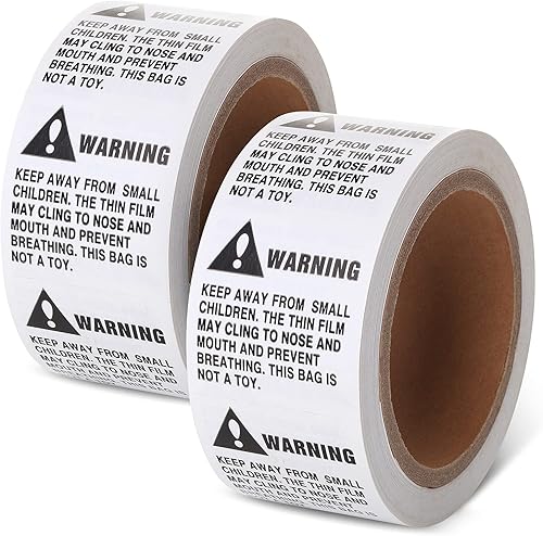 Shop4Mailers Warning Suffocation Labels, Keep Away from Small Children, for Shipping and Packing, 2' x 2' Rolls of 500 (12 Rolls/6000 Labels) - Poueer