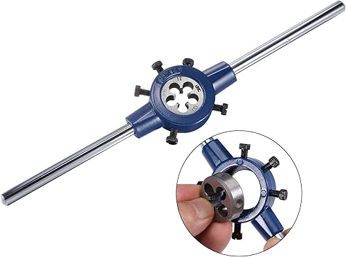 uxcell 5/8-11 UNC Tap and Die Set with 38mm Round Die Stock Handle Wrench, High Speed Steel Machine Thread Tap and Round Die Threading Tool - Poueer