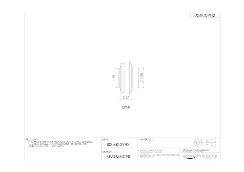 Sealmaster ER-14 Cylindrical OD Bearing, Setscrew Locking Collar, Light Contact Felt Seals, 7/8' Bore, 52 mm OD, 1-3/8' Width - Poueer
