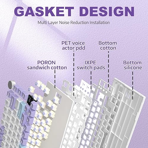 ATTACK SHARK X820ULTRA Wireless Gaming Mechanical Keyboard with TFT Smart Display&Knob,Side Printed PBT,Gasket Mounted 75% TKL Keyboard,BT5.0/2.4GHz/USB-C,RGB Backlit（White Contour,Shark Switch - Poueer