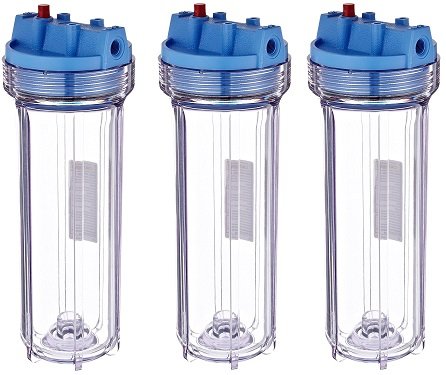 Pentek 158117 1/4' #10 Slim Line Clear Filter Housing (3-(Pack)) - Poueer