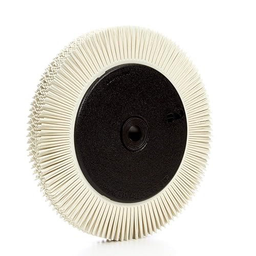 Cubitron Scotch-Brite Radial Bristle Brush, 8 in x 1 in x 1-1/4 in 120 with Flange - Poueer