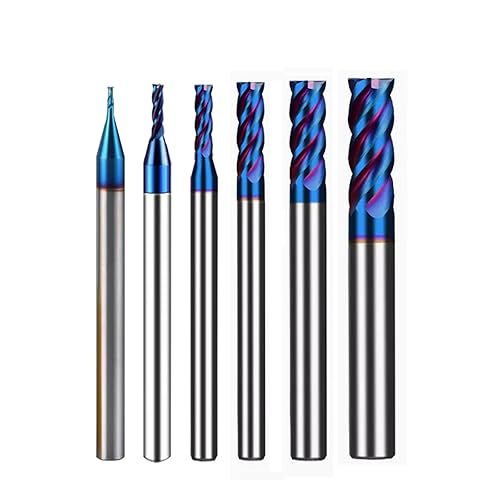 2PCS 1/2'' Carbide Square End Mill Bits Set, Milling Bits Cutter 1/2 Carbide End Mills for Alloy Steels/Hardened Steels, HRC 45 Deg Single End 4 Flute AlTiN Coating (2PCS 1/2in) - Poueer