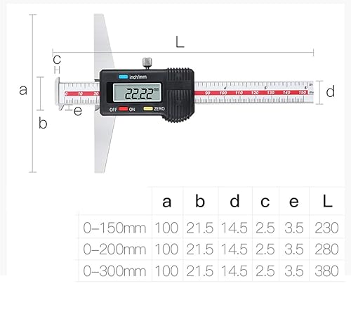 General Tools Depth Gauge Vernier Caliper 0-150mm 0-200mm,0-300mm (Digital 150mm(Double-Hook)) - Poueer