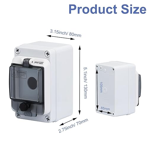 Emergency Stop Button with Box, Emergency Shut Off Switch E-Stop Push Button Switches Box Waterproof for Outdoor use, IP67 660V 10A - Poueer