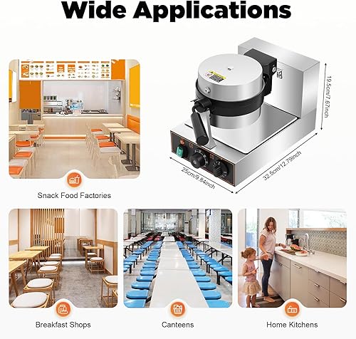 Commercial Electric Burger Maker Machine, 1.2KW Stainless Steel Press Baking Machine, Hamburger Waffle Maker Sandwich Press with Time & Temperature Control for Home Kitchens Breakfast Shops Schools - Poueer