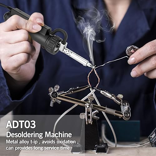Solder sucker,Automatic Desoldering Pump Vacuum, Electric Solder Tin Sucker, Electric Desoldering Pump Automatic Vacuum Solder Sucker US Plug AC 110V 30W with 3 Soldering Suction Tips - Poueer