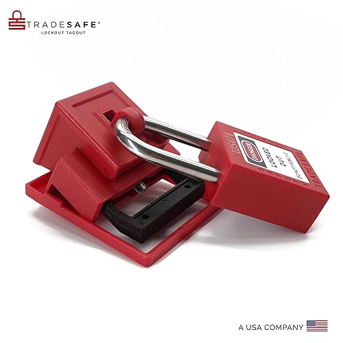 TRADESAFE Circuit Breaker Lockout Device, 10 Pack, 120/277 Volt, Clamp-on Single Pole Breaker Lock Out Device, OSHA Compliant, Premium Grade, Medium - Poueer