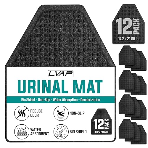 12 Pack - Professional Urinal Floor Mats for Men Bathroom | Non-Slip Urinal Mats | Disposable Bathroom Urinal Pads for Commercial Restrooms - Poueer