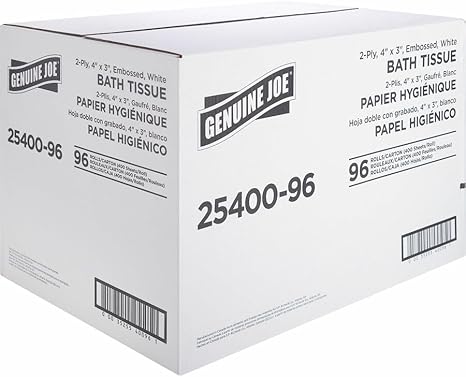 Genuine Joe GJO2540096 2-ply Standard Bath Tissue Rolls White, 96 rolls - Poueer