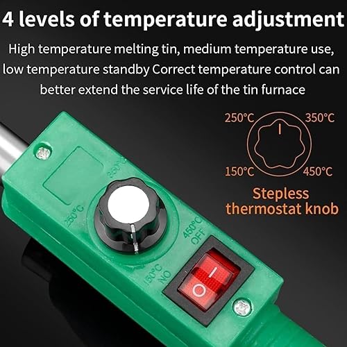 Electric soldering tin melting furnace 320W, handheld lead melting furnace, 800g capacity soldering furnace, temperature range 150-450℃ - Poueer