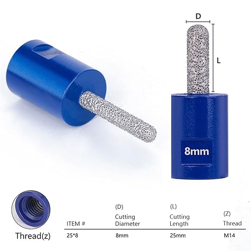 M14 Diamond Milling Bit 4/6/8mm Milling Tile Marble Concrete Hole Saw Masonry Drilling Crowns Construction Tools 1Pcs(25x4) - Poueer
