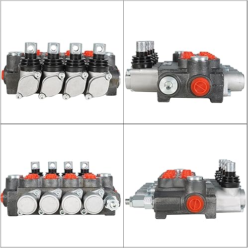 findmall Hydraulic Control Valve 4 Spool 11GPM Standard Double Acting Cylinder BSPP Interface - Poueer