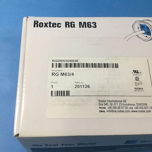 ROXTEC RG-M63/4 Polyamide Cable Gland, 4X (3.5-16.5), 4 Pole, RG00063040046, Diameter Range: 0.13 to 0.65 INCH, Nickel Plated Brass Finish - Poueer