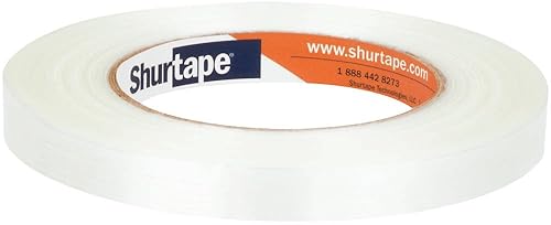 Shurtape GS 490 Economy Grade, Light Duty Fiberglass Reinforced Strapping Tape, 55m Length x 18mm Width per Roll, White, 1 Case of 48 Rolls (101229) - Poueer