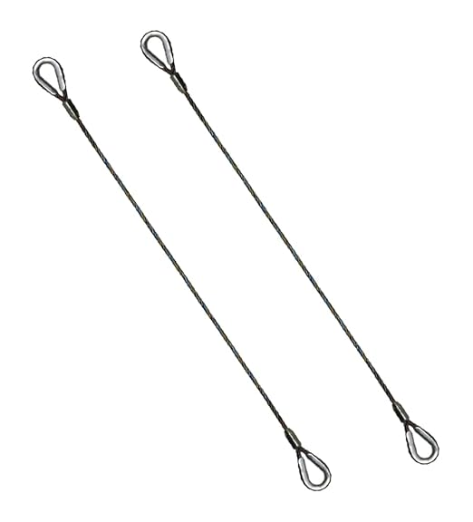 Steel Wire Rope Choker Sling Thimble Eyes (5/8' X 12 FT) for Lifting and Rigging | Tagged and Rated | Industrial Use, Professional Quality - Working Load Limit 3.9 Ton - Pack of Two - Poueer