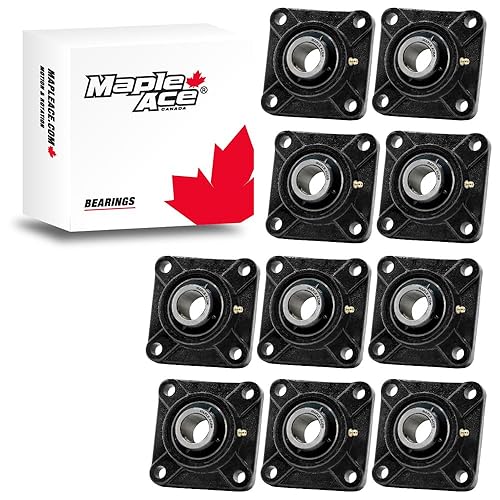 MAPLE ACE UCF209-28 Square Flange Bearing 1-3/4' Bore, 4-Bolt Self-Aligning, Solid Base, Heavy Duty (Qty 4) - Poueer