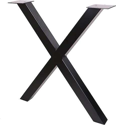 28' Dining Table Legs, X-Shaped Steel Table Legs, Office Table Legs,Computer Desk Legs,Industrial Kitchen Table Legs,Set of 2,Black - Poueer