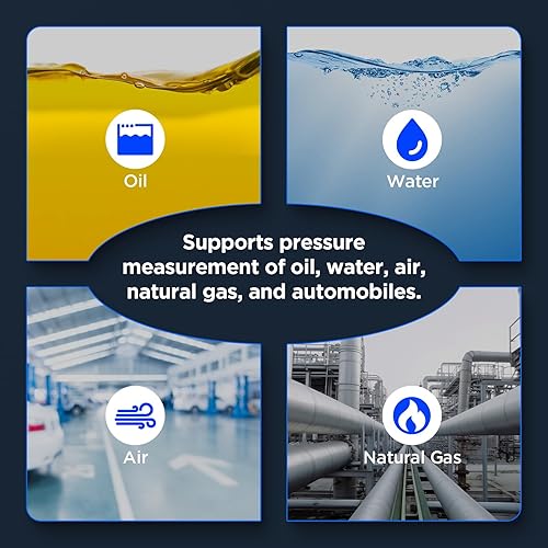 AUTOOL Manometer Gas Pressure Tester,Digital Manometer HVAC,11 Units Differential Dual Port Pressure Gauge -100 to 200Kpa,Data Zeroing with Backlight LCD Display - Poueer