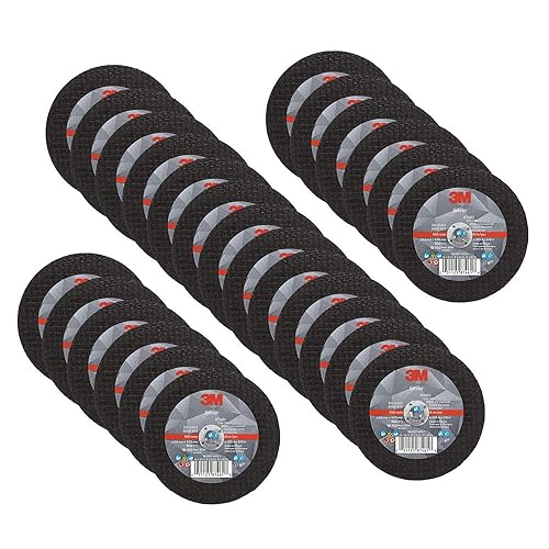 3M Silver Cut-Off Wheel, 87458, T1, 3 in x .035 in x 3/8 in, Pack of 25, Precision Shaped Grain, Pipe Cutting, Stainless and Mild Steel, Metal Fabrication, Metalworking - Poueer