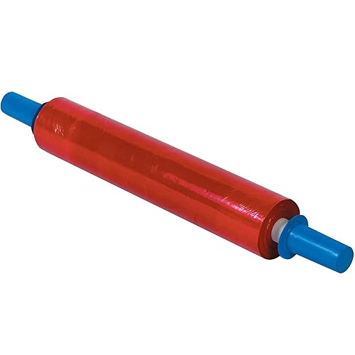 Aviditi 20' x 1000' Goodwrappers Orange Stretch Film, 80 Gauge, Built in Disposable Handles for Maximum Tension Control, for Moving and Shipping, 4 Rolls - Poueer