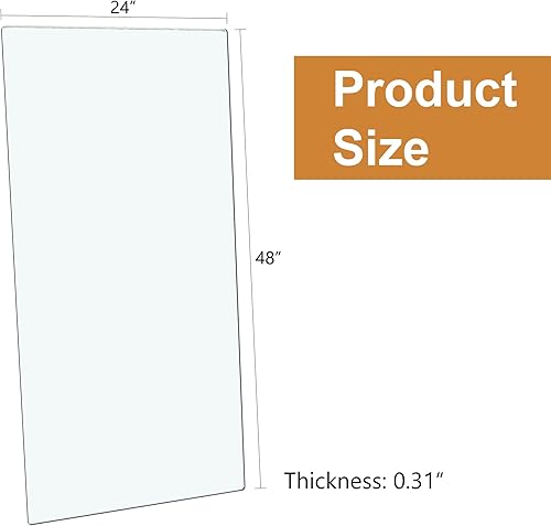 Clear Tempered Glass Tabletop 24x48 Inch with High-Temperature and Scratch Resistance, Easy to Clean, Suitable for Various Occasions - Poueer