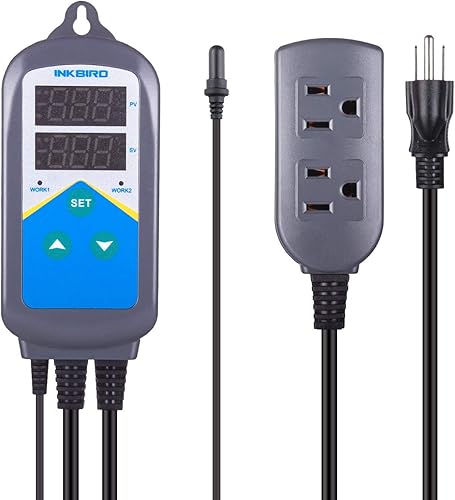 Inkbird ITC-306T Pre-Wired Electronic Heating Thermostat Temperature Controller and 24 Hours Digital Day & Night Cycle Timer Controller for Seed Germination Reptiles Hatching - Poueer