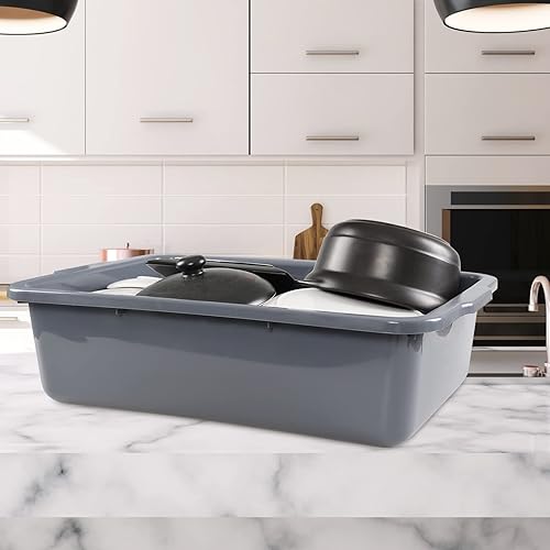 32 L Large Bus Tubs, Plastic Commercial Utility Bus Box, Gray, 4-Pack - Poueer