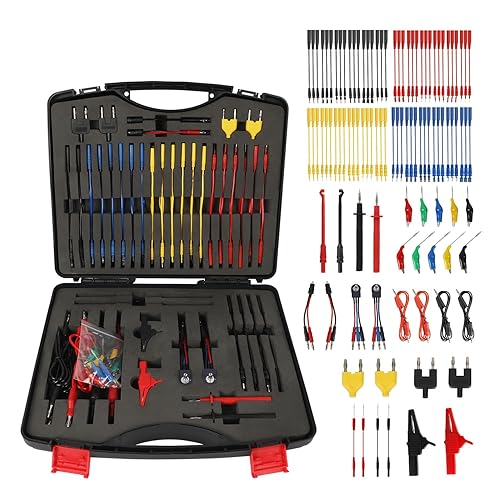 104PCS Automotive Circuit Test Leads Kit Electrical Breakout Leads Automotive Kit Multimeter Test Leads Kit with Alligator Clips,Banana Plug Test Lead,Oscilloscope Probe - Poueer