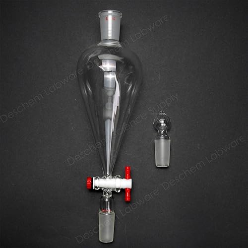 500ml,24/40,Glass Pyriform Separatory Funnel,Pear Shape,PTFE Stopcock - Poueer