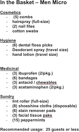 With You in Mind, inc - Restroom Amenity Basket - Men/Micro - 25 or less guests (Unfinished Wooden Box) - Poueer