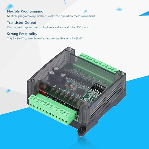 Garosa PLC Control Board DC12V Programmable Logic Controller Module 12 in 8 Out Pluggable 2N20MT Industrial Control Board(Add Shell) - Poueer