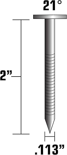 Metabo HPT Framing Nails, 2' x .113, Stainless Steel, RS, Ss, Rh, Full Round Head, Plastic Strip, 1000 Count (10148SHPT) - Poueer