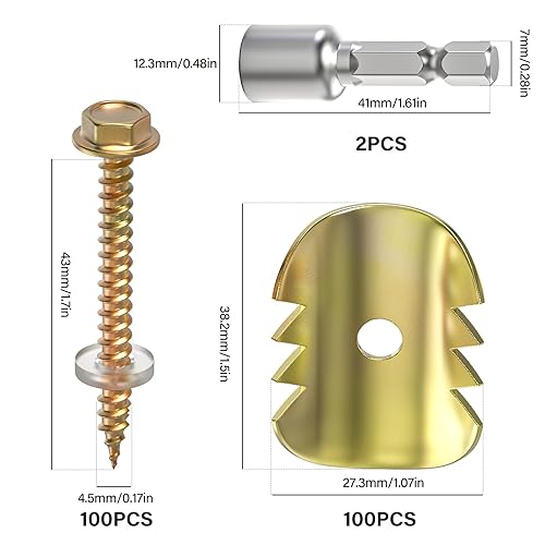 200Pcs Cat Claw Fasteners, Reuse Galvanized Fence Staples with Drill Bit for Wire Fencing Mesh - Poueer