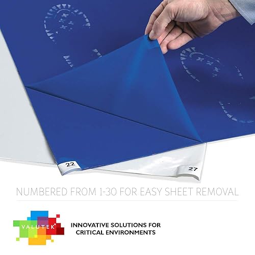 Sticky Mat for Cleanrooms, Adhesive Tacky Mat, Capture Dirt and Dust, Ideal for Hospital Labs Fabs Warehouse (4 Pads of 30 Sheets) (24' x 36', Blue) - Poueer