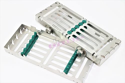 2 Sterilization Cassettes with Double Button Detachable for 5 Instruments German Grade AUTOCLAVABLE CYNAMED - Poueer
