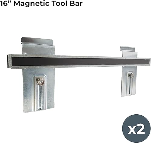Crownwall Slatwall Steel 16' Magnetic Tool Bar - 2 Pack - Poueer