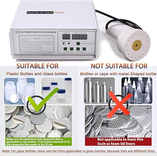 Bottle Cap Sealer, Induction Heat Sealer For Plastic, Glass Bottles 20-100mm 110v - Poueer