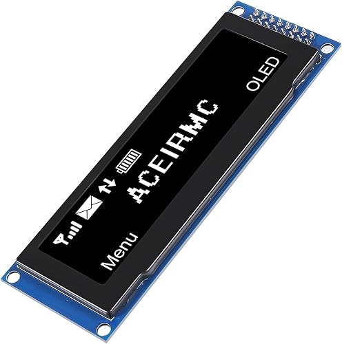 2pcs 3.12 inch OLED Display 256x64 OLED LCD Display SSD1322 Module 16pin Parallel SPI Soldering for Arduino (Green) - Poueer