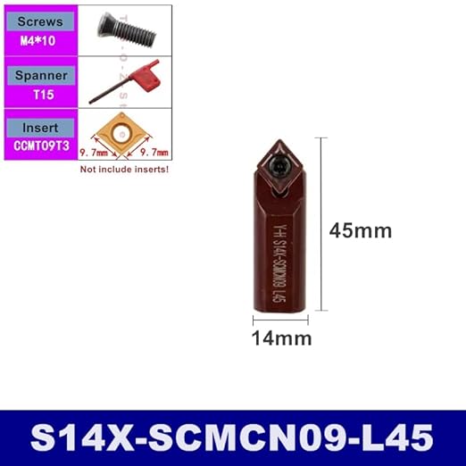 1Pcs S14X S16X SCACR SCBCR SCMCN SCACL SCBCL 06 09 L35 L45 L55 L65 L75 L85 L95 12mm 14mm 16mm CNC Turning Tools Toolholder Bar(S14X-SCACR09-L65) - Poueer