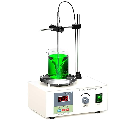 Magnetic Stirrer, Magnetic Stirrer Hot Plate, 110V 200W Magnetic Mixer, with Magnetic Stir Bar, Digital Display, Max. 2000RPM Speed Variable Control, Max. 1000ml Capacity - Poueer