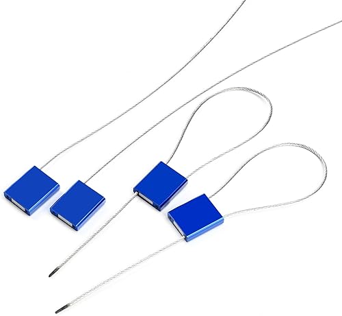 Security Cable Seals Numbered Anti-Tamper Steel Wire Cable Locks Self-Locking Trailer Shipping Seals (50pcs, Blue) - Poueer
